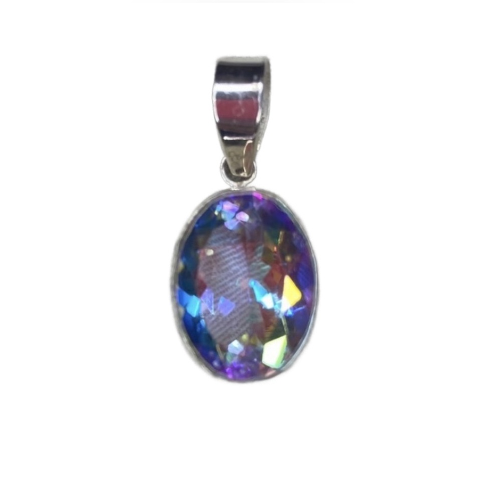 Sterling Silver and Faceted Angel Aura Quartz Pendant